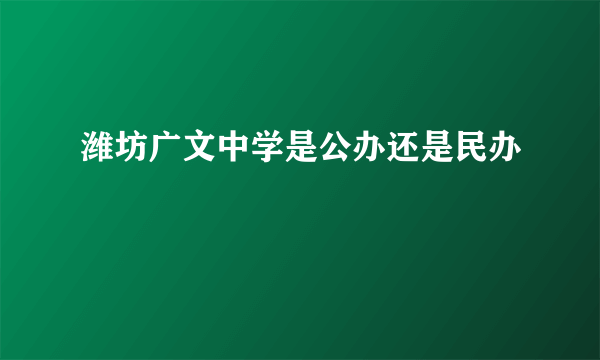 潍坊广文中学是公办还是民办