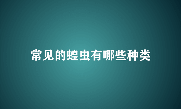 常见的蝗虫有哪些种类