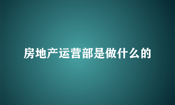 房地产运营部是做什么的