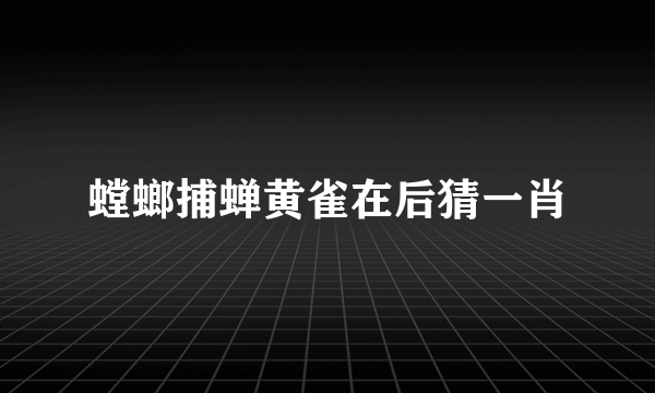 螳螂捕蝉黄雀在后猜一肖