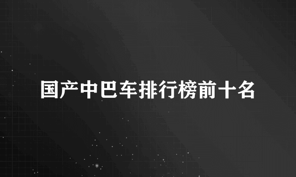 国产中巴车排行榜前十名