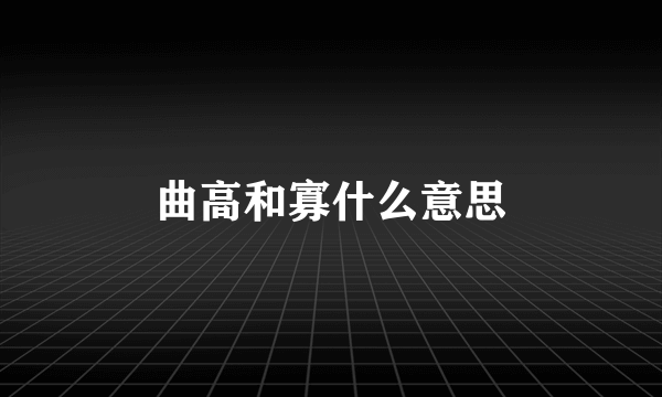 曲高和寡什么意思