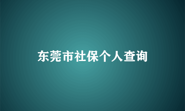 东莞市社保个人查询