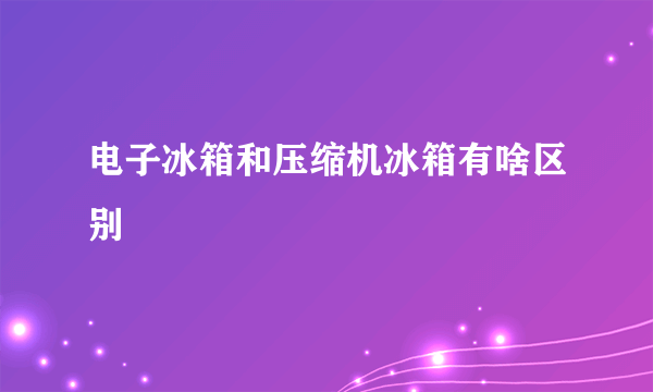 电子冰箱和压缩机冰箱有啥区别