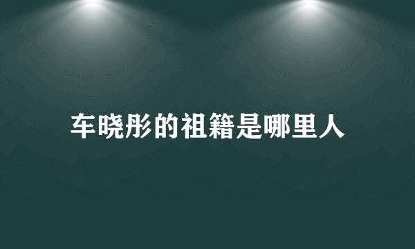 车晓彤的祖籍是哪里人