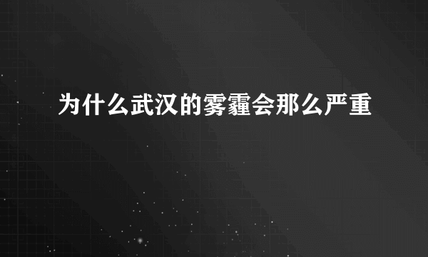 为什么武汉的雾霾会那么严重