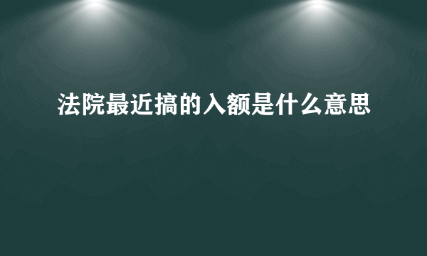 法院最近搞的入额是什么意思