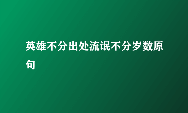 英雄不分出处流氓不分岁数原句