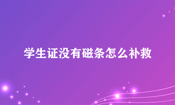 学生证没有磁条怎么补救