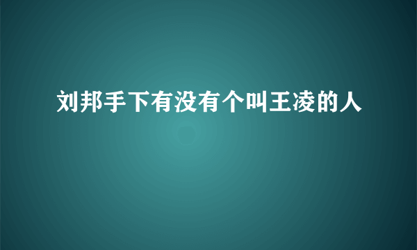 刘邦手下有没有个叫王凌的人