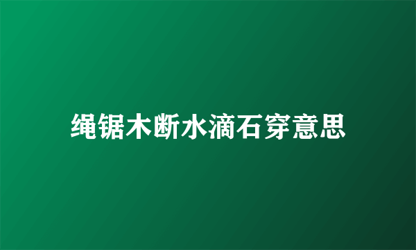 绳锯木断水滴石穿意思