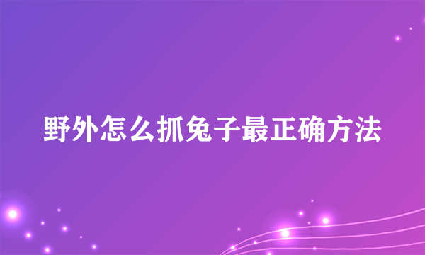 野外怎么抓兔子最正确方法