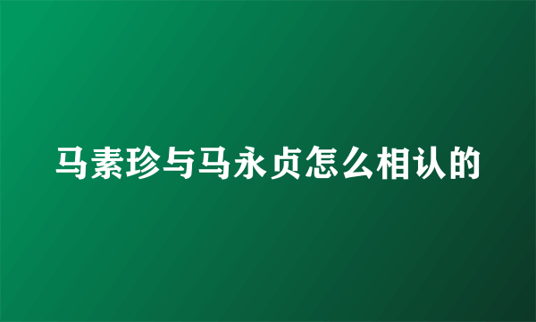 马素珍与马永贞怎么相认的