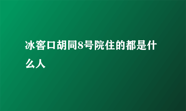 冰窖口胡同8号院住的都是什么人