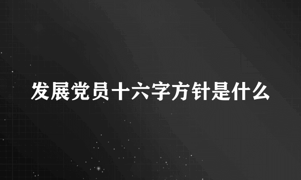 发展党员十六字方针是什么