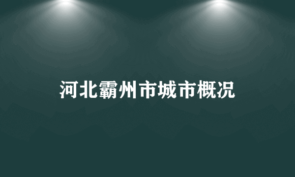 河北霸州市城市概况