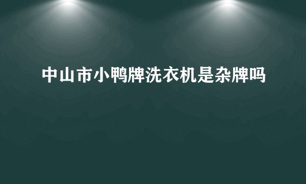 中山市小鸭牌洗衣机是杂牌吗