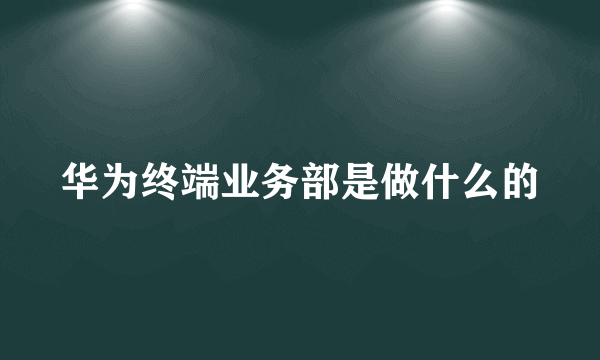 华为终端业务部是做什么的