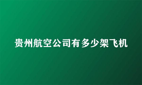 贵州航空公司有多少架飞机