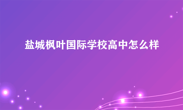 盐城枫叶国际学校高中怎么样