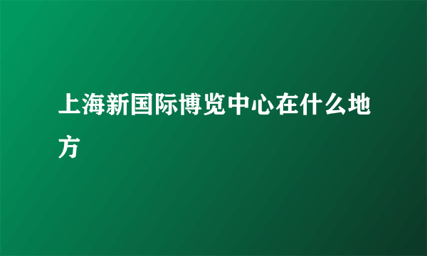 上海新国际博览中心在什么地方