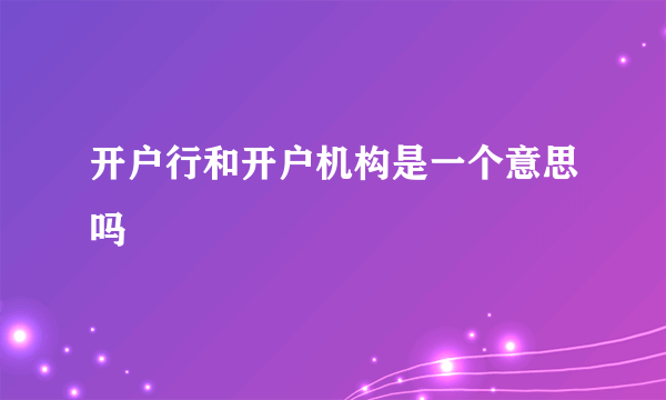 开户行和开户机构是一个意思吗