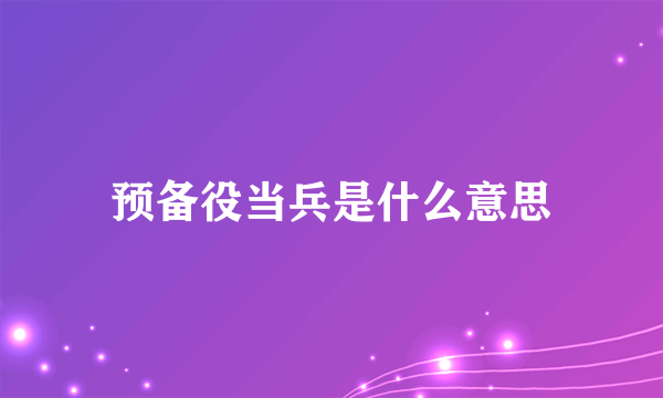 预备役当兵是什么意思