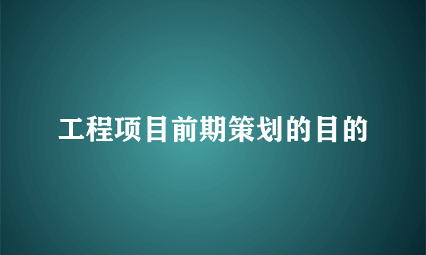 工程项目前期策划的目的