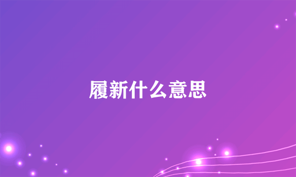 履新什么意思