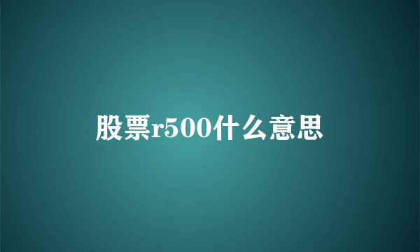 股票r500什么意思