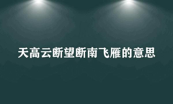 天高云断望断南飞雁的意思