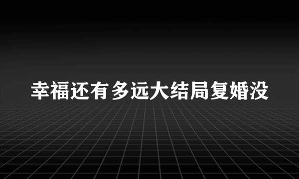 幸福还有多远大结局复婚没