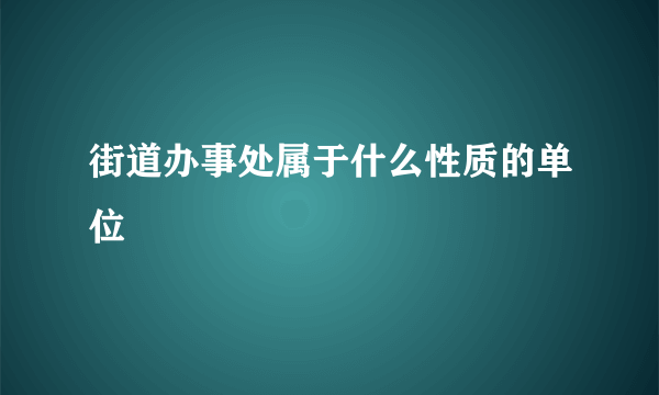 街道办事处属于什么性质的单位