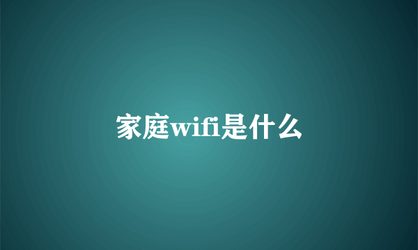 家庭wifi是什么