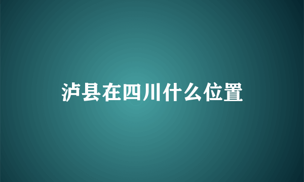 泸县在四川什么位置