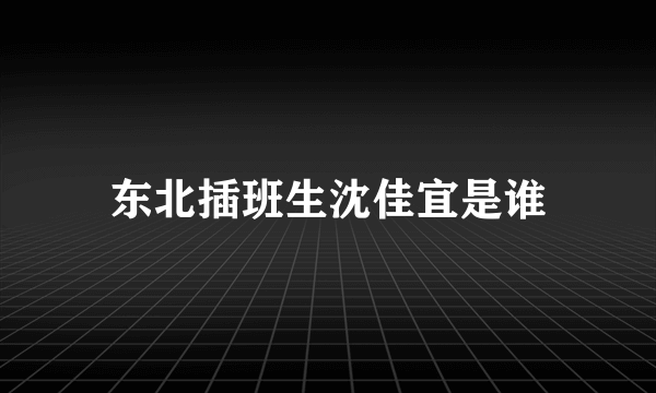 东北插班生沈佳宜是谁