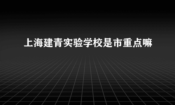 上海建青实验学校是市重点嘛