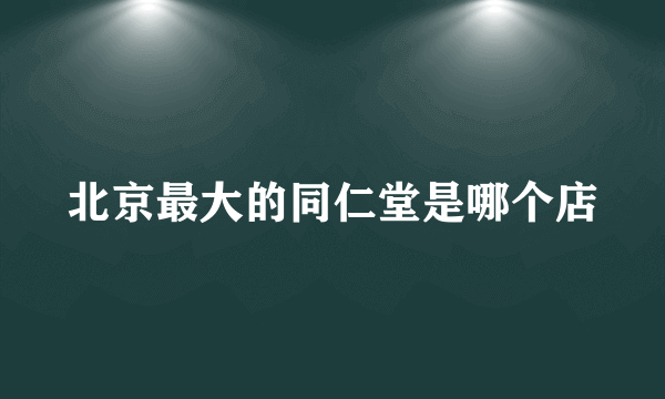 北京最大的同仁堂是哪个店