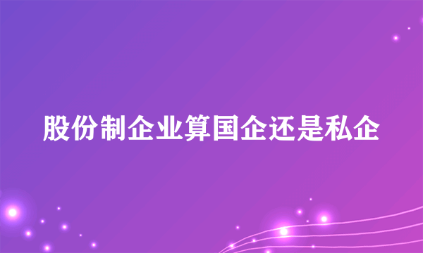 股份制企业算国企还是私企