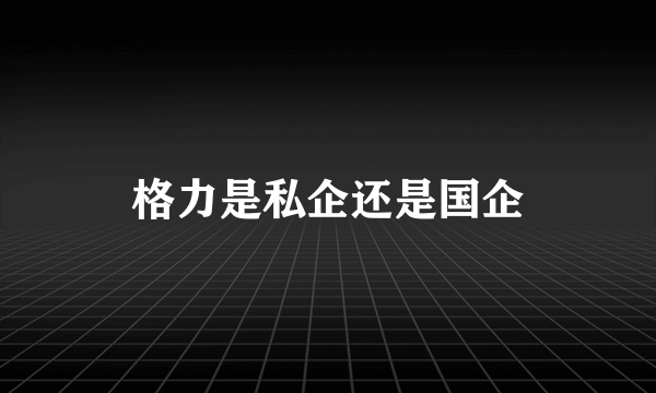 格力是私企还是国企