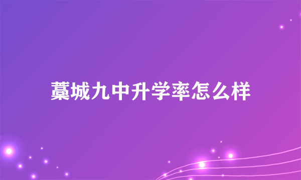 藁城九中升学率怎么样