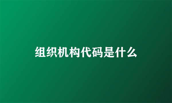 组织机构代码是什么