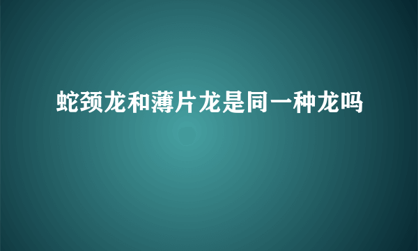 蛇颈龙和薄片龙是同一种龙吗