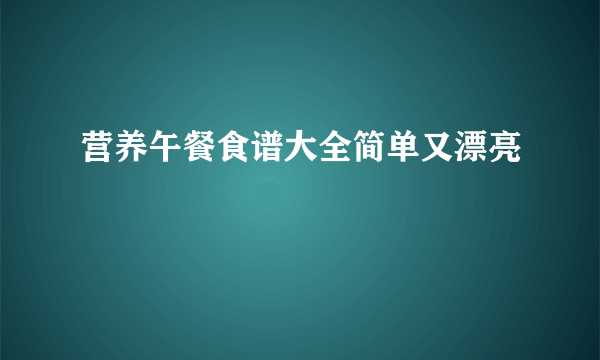 营养午餐食谱大全简单又漂亮