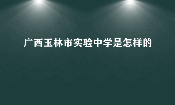 广西玉林市实验中学是怎样的