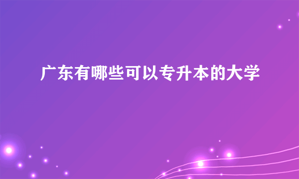 广东有哪些可以专升本的大学