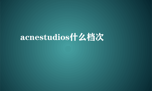 acnestudios什么档次