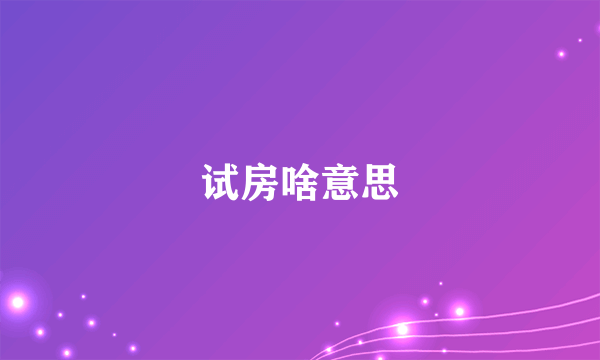 试房啥意思