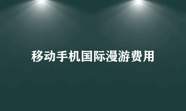 移动手机国际漫游费用