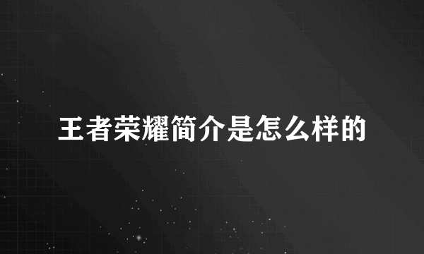 王者荣耀简介是怎么样的